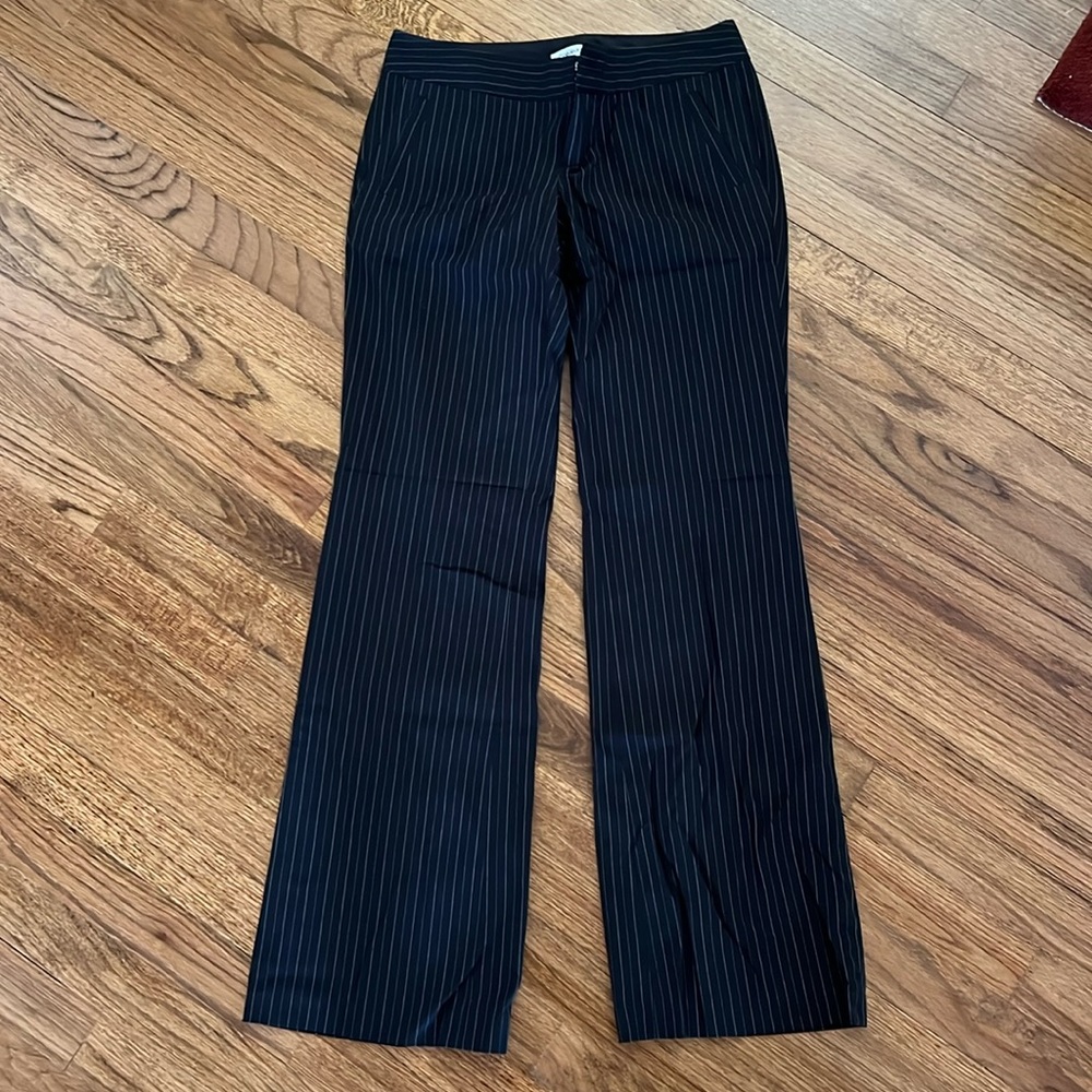 Calvin Klein - size 0- flare dress pants- black with white pin stripe